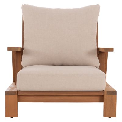 LOUNGE CHAIR MIREX HM6641 ACACIA WOOD IN NATURAL--CUSHIONS IN ECRU 80x96x62Hcm.