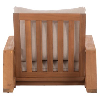 LOUNGE CHAIR MIREX HM6641 ACACIA WOOD IN NATURAL--CUSHIONS IN ECRU 80x96x62Hcm.