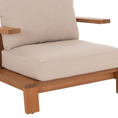LOUNGE CHAIR MIREX HM6641 ACACIA WOOD IN NATURAL--CUSHIONS IN ECRU 80x96x62Hcm.