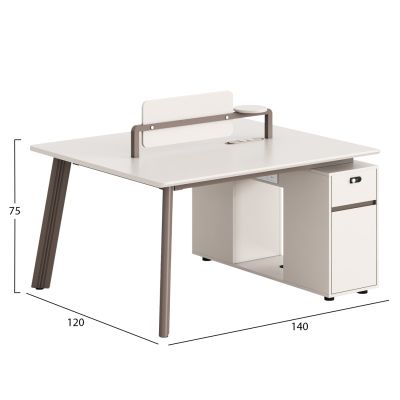 2-местно работно бюро NEWLINE -кремаво бяло -140x120x75Всм.