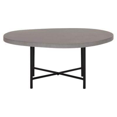 SET 2PCS COFFEE TABLES IFFANS ΗΜ10733.01 FIBER CEMENT IN GREY--BLACK METALLIC LEGS