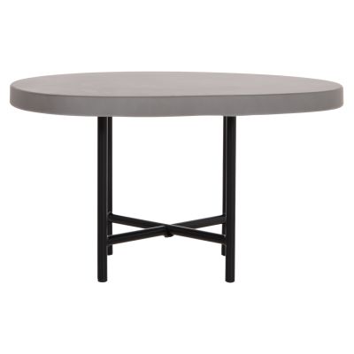 SET 2PCS COFFEE TABLES IFFANS ΗΜ10733.01 FIBER CEMENT IN GREY--BLACK METALLIC LEGS