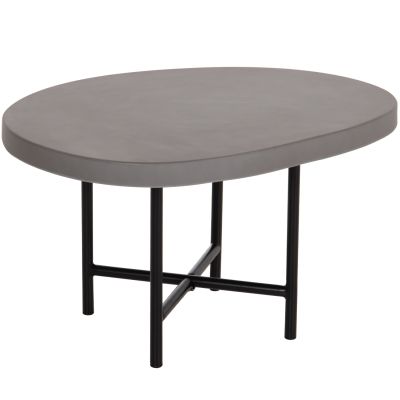SET 2PCS COFFEE TABLES IFFANS ΗΜ10733.01 FIBER CEMENT IN GREY--BLACK METALLIC LEGS