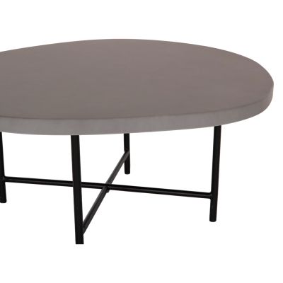 SET 2PCS COFFEE TABLES IFFANS ΗΜ10733.01 FIBER CEMENT IN GREY--BLACK METALLIC LEGS
