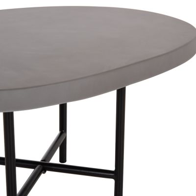SET 2PCS COFFEE TABLES IFFANS ΗΜ10733.01 FIBER CEMENT IN GREY--BLACK METALLIC LEGS
