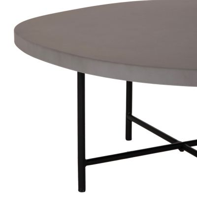 SET 2PCS COFFEE TABLES IFFANS ΗΜ10733.01 FIBER CEMENT IN GREY--BLACK METALLIC LEGS