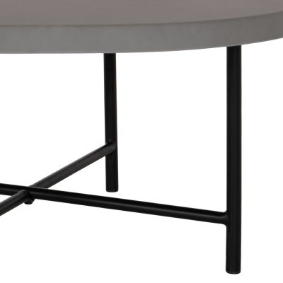 SET 2PCS COFFEE TABLES IFFANS ΗΜ10733.01 FIBER CEMENT IN GREY--BLACK METALLIC LEGS