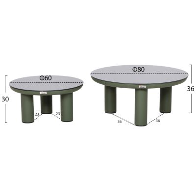 OUTDOOR LOUNGE SET 5PCS STREAM HM6426.07 ALUMINUM IN GREEN-DARK GREY STRAP ROPE & OLEFIN FABRIC