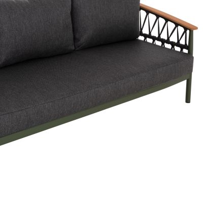 OUTDOOR LOUNGE SET 5PCS STREAM HM6426.07 ALUMINUM IN GREEN-DARK GREY STRAP ROPE & OLEFIN FABRIC