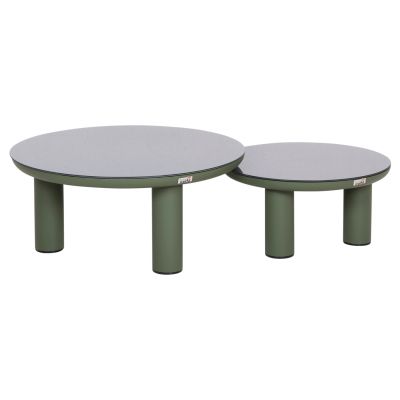 OUTDOOR LOUNGE SET 5PCS STREAM HM6426.07 ALUMINUM IN GREEN-DARK GREY STRAP ROPE & OLEFIN FABRIC