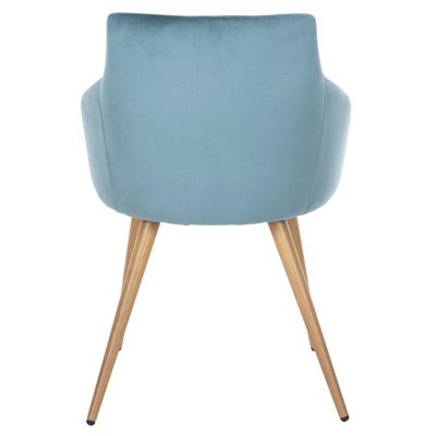 DINING ARMCHAIR IVY HM8546.05 TURQUOISE VELVET AND METAL LEGS IN NATURAL WOOD COLOR 53x55x79Hcm.