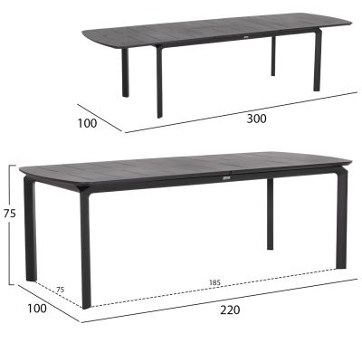 OUTDOOR 6-SEAT DINING SET ELARA HM10726.01 GREY ALUMINUM-EXTENDABLE DINING TABLE