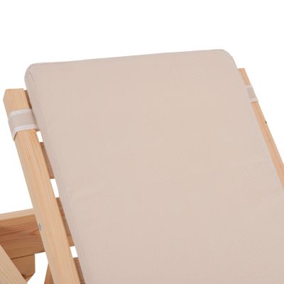 BEACH LOUNGER WITH CUSHION KORINOS HM10775.60T PINE WOOD--TEXTILENE COVER IN BEIGE 79x204x77Hcm