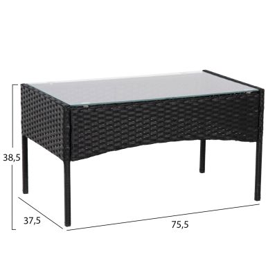 OUTDOOR LOUNGE SET 4PCS STASIA HM6089.01 SYNTHETIC RATTAN IN BLACK-CUSHIONS IN CAPPUCCINO