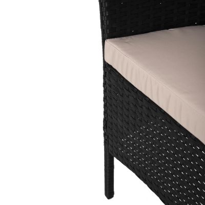 OUTDOOR LOUNGE SET 4PCS STASIA HM6089.01 SYNTHETIC RATTAN IN BLACK-CUSHIONS IN CAPPUCCINO
