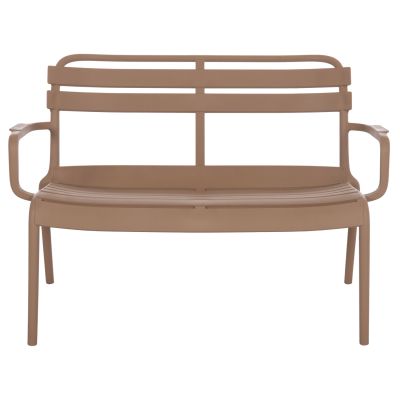 POLYPROPYLENE 2-SEATER BENCH KORVER HM6332.04 CAPPUCCINO 113x65x76Hcm.