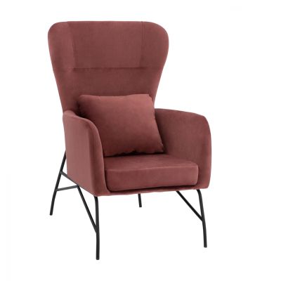 Armchair "ROYALTY", Velvet Dusty Pink, with metal black leg HM8721.02