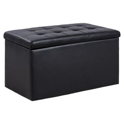 Stool PU with storage space Punk Black HM279.01 90x50x52cm