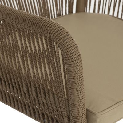 ARMCHAIR ALUMINUM LOKKI HM5855.01 WHITE WITH PE WICKER ROPE BEIGE 56x66x82