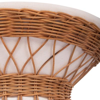 SIDE TABLE ROUND DELIA HM18167.02 FIBER CEMENT WHITE & RATTAN Φ40x45Hcm.