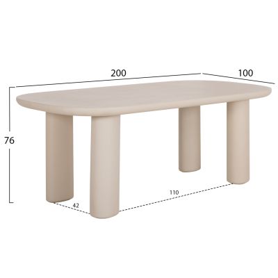 DINING TABLE KIORA HM6597.02 BEIGE FIBER CEMENT 200x100x76Hcm.