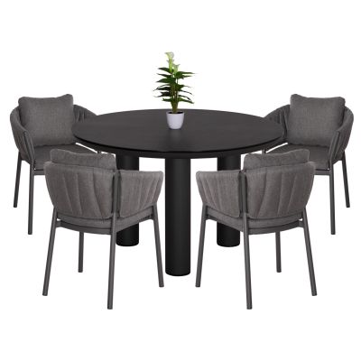 OUTDOOR DINING SET 5PCS SHANKS HM11002.01 ALUMINUM & OLEFIN CUSHION COVERS---GREY