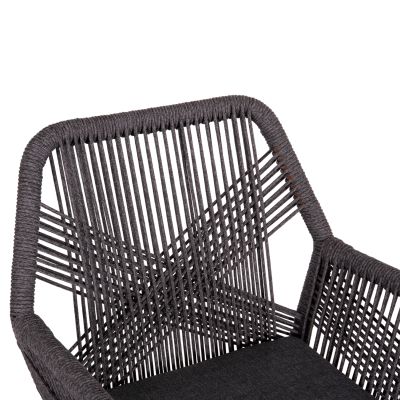 DINING ARMCHAIR HOWARD HM5543.11 BROWN ALUMINUM--ROPE & CUSHION GREY 57.5x62x84Hcm.