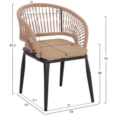 OUTDOOR DINING SET 9PCS MAGNET HM10828.01 ALUMINUM IN DARK GREY--POLYWOOD--P.E.ROPE