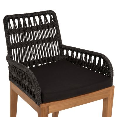 ARMCHAIR STARDOM HM9760.03 TEAK WOOD ΙΝ HONEY COLOR AND BLACK ROPE 57x65x83Hcm.