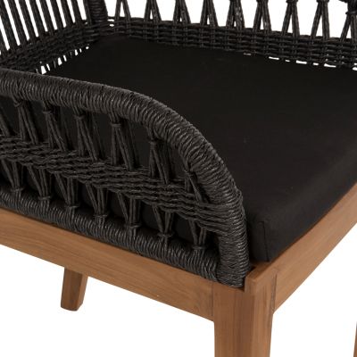 ARMCHAIR STARDOM HM9760.03 TEAK WOOD ΙΝ HONEY COLOR AND BLACK ROPE 57x65x83Hcm.