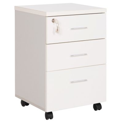 OFFICE DRAWERS WITH KEY LOCK VANCE HM2159 WHITE MELAMINE--WHEELS 39x40x60Hcm.