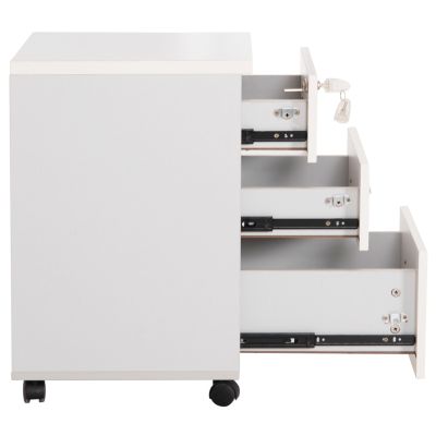 OFFICE DRAWERS WITH KEY LOCK VANCE HM2159 WHITE MELAMINE--WHEELS 39x40x60Hcm.