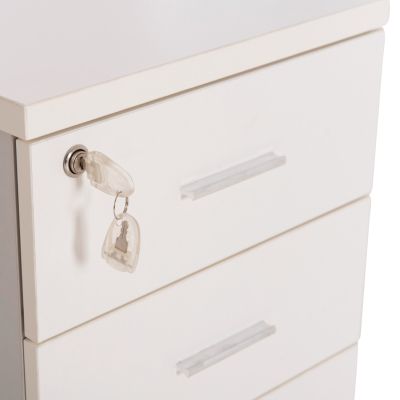 OFFICE DRAWERS WITH KEY LOCK VANCE HM2159 WHITE MELAMINE--WHEELS 39x40x60Hcm.