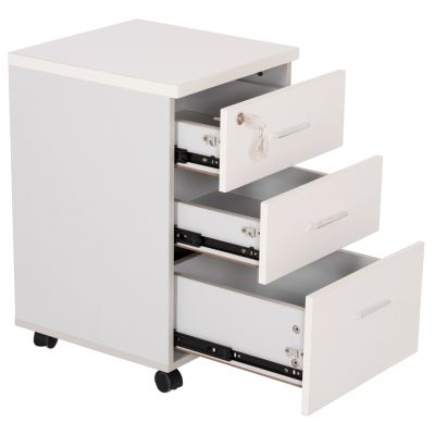 OFFICE DRAWERS WITH KEY LOCK VANCE HM2159 WHITE MELAMINE--WHEELS 39x40x60Hcm.