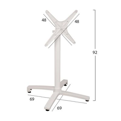 Алуминиева основа Сгъваема бяла матова 69x69x73-92см с кръст HM459.02