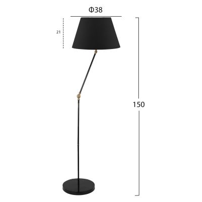 FLOOR STANDING LAMP HM7611.01 BLACK PILLAR, BLACK CAP