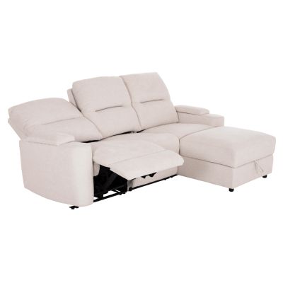 RIGHT CORNER SOFA SYNTHIA HM3308.01R RECLINE & STORAGE SPACE--BEIGE FABRIC 245x170x98Hcm.