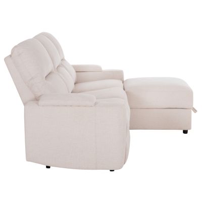 RIGHT CORNER SOFA SYNTHIA HM3308.01R RECLINE & STORAGE SPACE--BEIGE FABRIC 245x170x98Hcm.