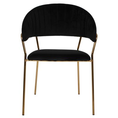 ARMCHAIR THEODORE HM8520.04 BLACK VELVET AND GOLDEN FRAME 55Χ50Χ82Hcm.