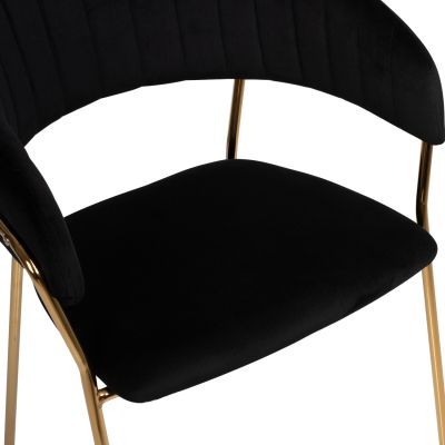 ARMCHAIR THEODORE HM8520.04 BLACK VELVET AND GOLDEN FRAME 55Χ50Χ82Hcm.