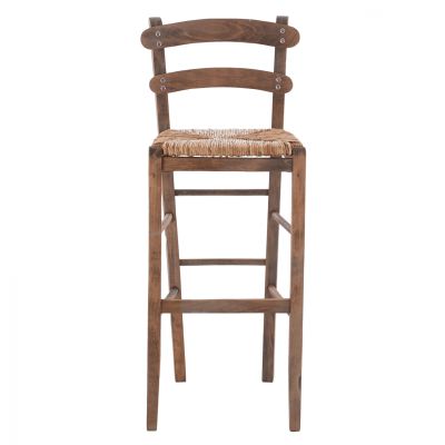 Traditional Stool with straw Walnut color HM10372.01