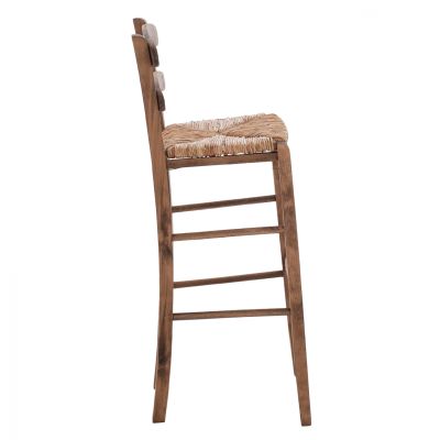 Traditional Stool with straw Walnut color HM10372.01