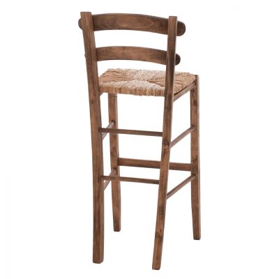 Traditional Stool with straw Walnut color HM10372.01