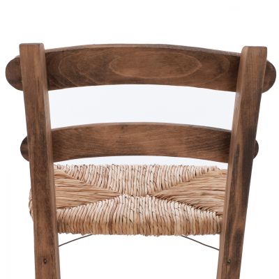 Traditional Stool with straw Walnut color HM10372.01