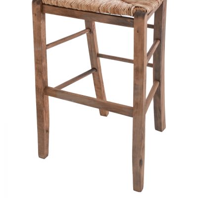 Traditional Stool with straw Walnut color HM10372.01