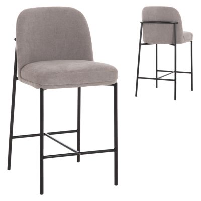 BAR STOOL MED.HEIGHT MANIDO HM18427.01 GREY FABRIC--BLACK METAL FRAME 45x55x92Hcm.