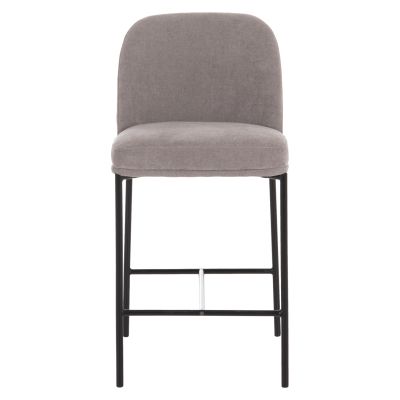 BAR STOOL MED.HEIGHT MANIDO HM18427.01 GREY FABRIC--BLACK METAL FRAME 45x55x92Hcm.