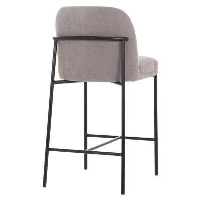 BAR STOOL MED.HEIGHT MANIDO HM18427.01 GREY FABRIC--BLACK METAL FRAME 45x55x92Hcm.