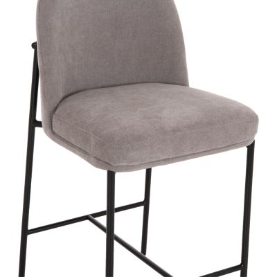 BAR STOOL MED.HEIGHT MANIDO HM18427.01 GREY FABRIC--BLACK METAL FRAME 45x55x92Hcm.