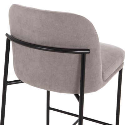 BAR STOOL MED.HEIGHT MANIDO HM18427.01 GREY FABRIC--BLACK METAL FRAME 45x55x92Hcm.